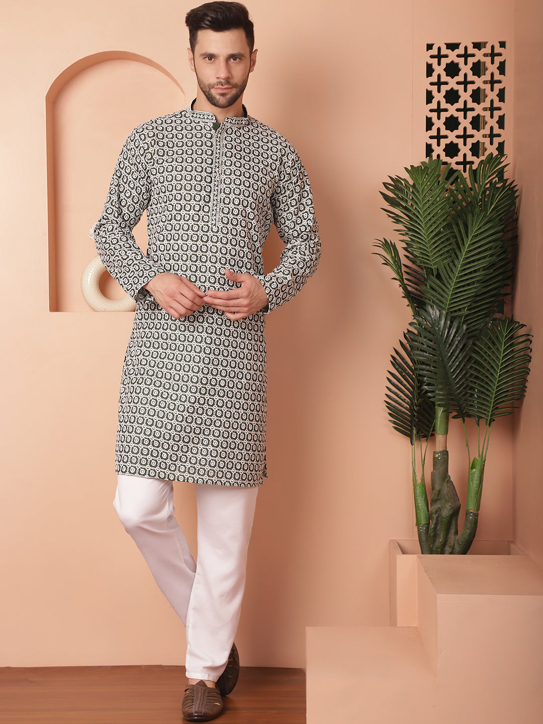 Chikankari Pure Cotton Kurta with Pyjama