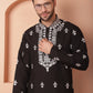 Men's Black Chikankari Embroidered Kurta With Pyjama