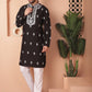 Men's Black Chikankari Embroidered Kurta With Pyjama
