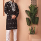 Men's Black Chikankari Embroidered Kurta With Pyjama