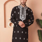 Men's Black Chikankari Embroidered Kurta With Pyjama