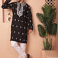 Men's Black Chikankari Embroidered Kurta With Pyjama