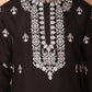 Men's Black Chikankari Embroidered Kurta With Pyjama