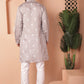 Men's Grey Chikankari Embroidered Kurta With Pyjama