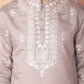 Men's Grey Chikankari Embroidered Kurta With Pyjama