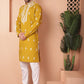 Men's Mustard Chikankari Embroidered Kurta With Pyjama