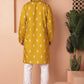 Men's Mustard Chikankari Embroidered Kurta With Pyjama