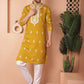 Men's Mustard Chikankari Embroidered Kurta With Pyjama