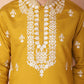 Men's Mustard Chikankari Embroidered Kurta With Pyjama