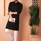 Men's Black Embroidered and Sequence Kurta with Pyjama