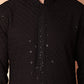 Men's Black Embroidered and Sequence Kurta with Pyjama