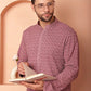 Men's Magenta Embroidered and Sequence Kurta with Pyjama