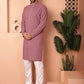 Men's Magenta Embroidered and Sequence Kurta with Pyjama
