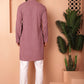 Men's Magenta Embroidered and Sequence Kurta with Pyjama