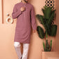 Men's Magenta Embroidered and Sequence Kurta with Pyjama