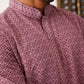 Men's Magenta Embroidered and Sequence Kurta with Pyjama