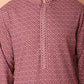 Men's Magenta Embroidered and Sequence Kurta with Pyjama