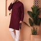 Men's Purple Embroidered and Sequence Kurta with Pyjama