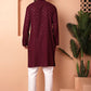 Men's Purple Embroidered and Sequence Kurta with Pyjama