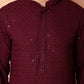Men's Purple Embroidered and Sequence Kurta with Pyjama