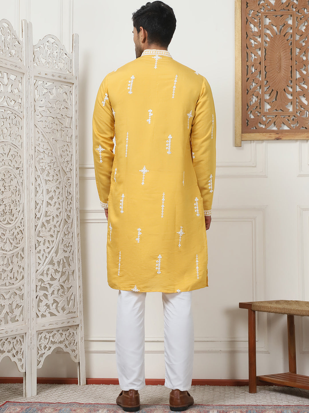 Collar Chikankari Embroidered Kurta With Pyjama [FF] [J-2-3]