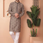 Men's Collar Chikankari Embroidered Kurta With Pyjama