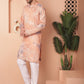 Men's Peach Tei-Dye Printed Kurta Pyjama Set