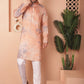 Men's Peach Tei-Dye Printed Kurta Pyjama Set