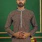 Men's Geometric Printed Kurta with Pyjama ( JOKP P 5060 Brown )