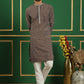 Men's Geometric Printed Kurta with Pyjama ( JOKP P 5060 Brown )