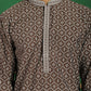 Men's Geometric Printed Kurta with Pyjama ( JOKP P 5060 Brown )