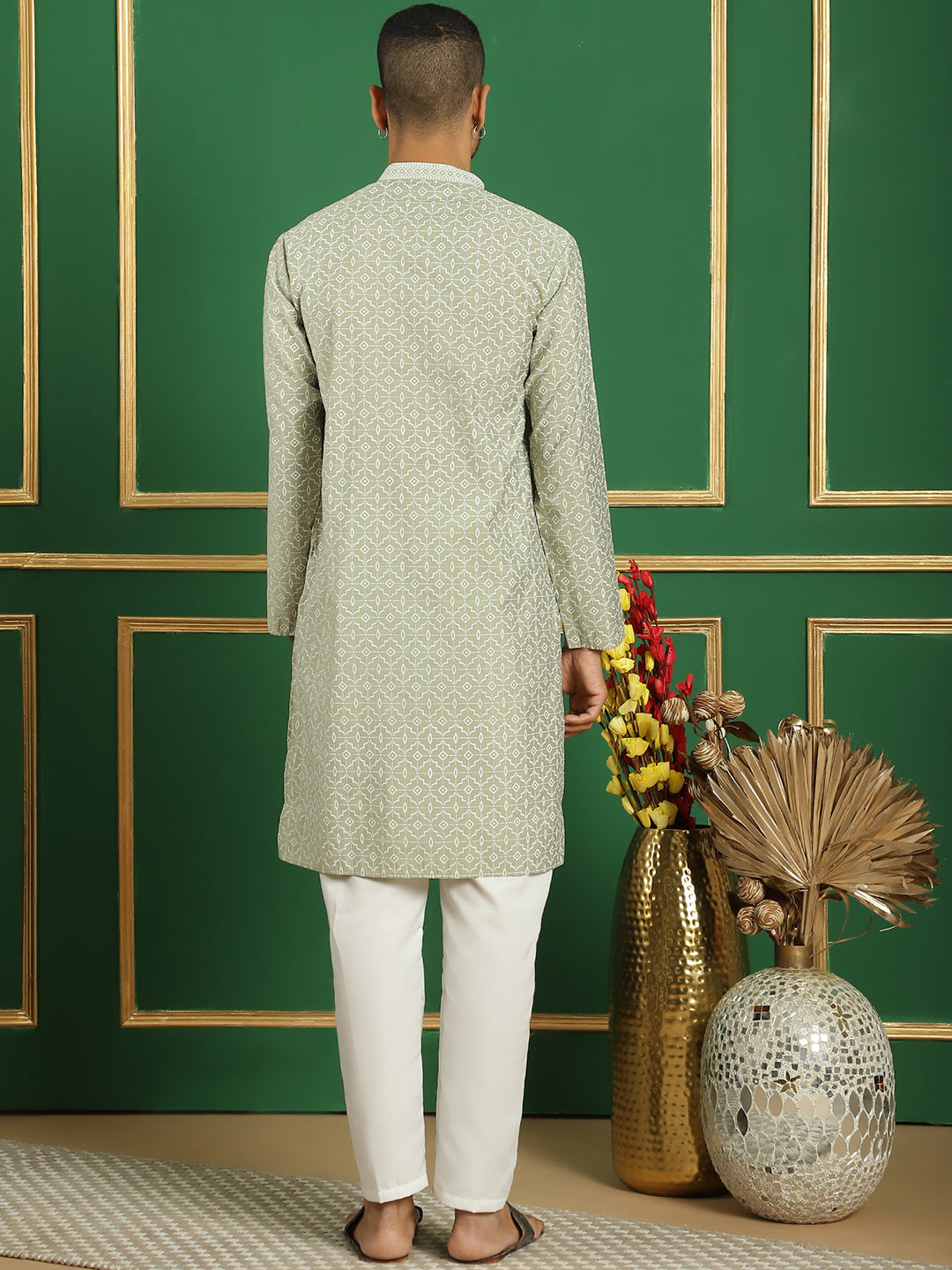 Men's Geometric Printed Kurta with Pyjama