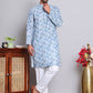 Men's Printed and Embroidered Kurta Pyjama Set ( NJOKP P 5065Grey )