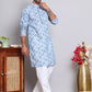 Men's Printed and Embroidered Kurta Pyjama Set ( NJOKP P 5065Grey )