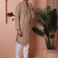 Men Brown Woven Design Cotton Kurta Pyjama Set