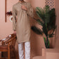 Men Brown Woven Design Cotton Kurta Pyjama Set
