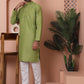 Men Green Woven Design Cotton Kurta Pyjama Set
