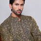 Men Black Silk Blend Straight Kurta Pyjama Set ( JOKP 5071Black )