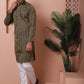 Men Black Silk Blend Straight Kurta Pyjama Set