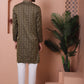 Men Black Silk Blend Straight Kurta Pyjama Set