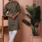 Men Black Silk Blend Straight Kurta Pyjama Set