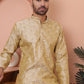 Men Golden Silk Blend Straight Kurta Pyjama Set