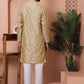 Men Golden Silk Blend Straight Kurta Pyjama Set