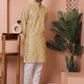 Men Golden Silk Blend Straight Kurta Pyjama Set