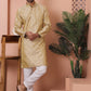 Men Golden Silk Blend Straight Kurta Pyjama Set