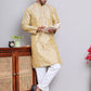 Men Golden Silk Blend Straight Kurta Pyjama Set ( JOKP 5071Golden )