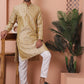 Men Golden Silk Blend Straight Kurta Pyjama Set