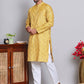 Men Yellow Silk Blend Straight Kurta Pyjama Set ( JOKP 5071Yellow )