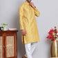 Men Yellow Silk Blend Straight Kurta Pyjama Set ( JOKP 5071Yellow )