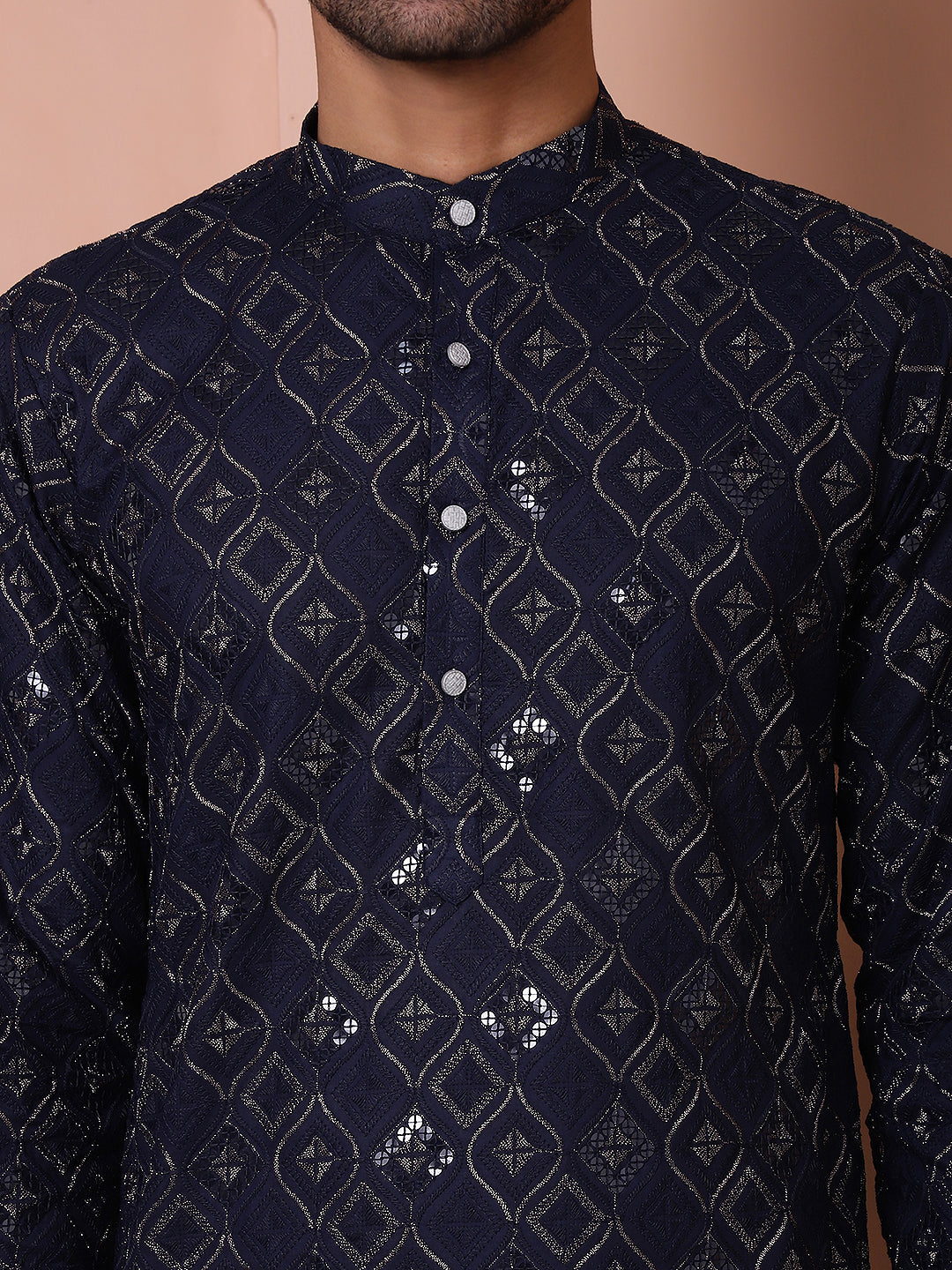 Men's Sequins and Embroidered Kurta with Pyjama
